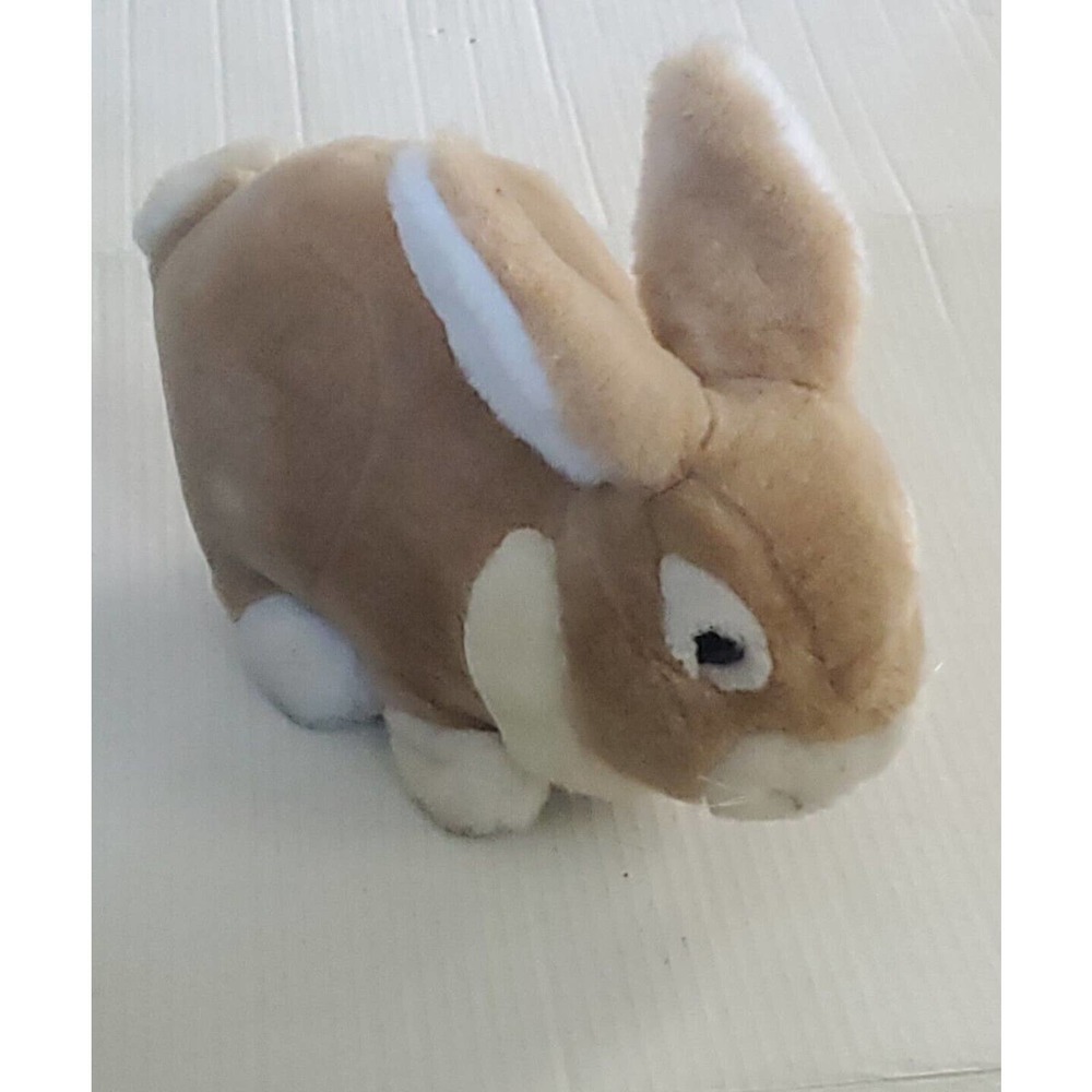 Realistic Cuddly Fluffy Soft Brown White Plush Bunny Rabbit Stuffd Animal Easter